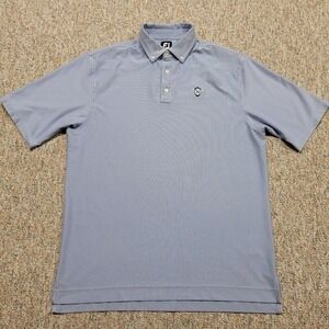 Footjoy FJ Polo Shirt Men XL Blue Candy Striped Golf Performance Stretch Logo
